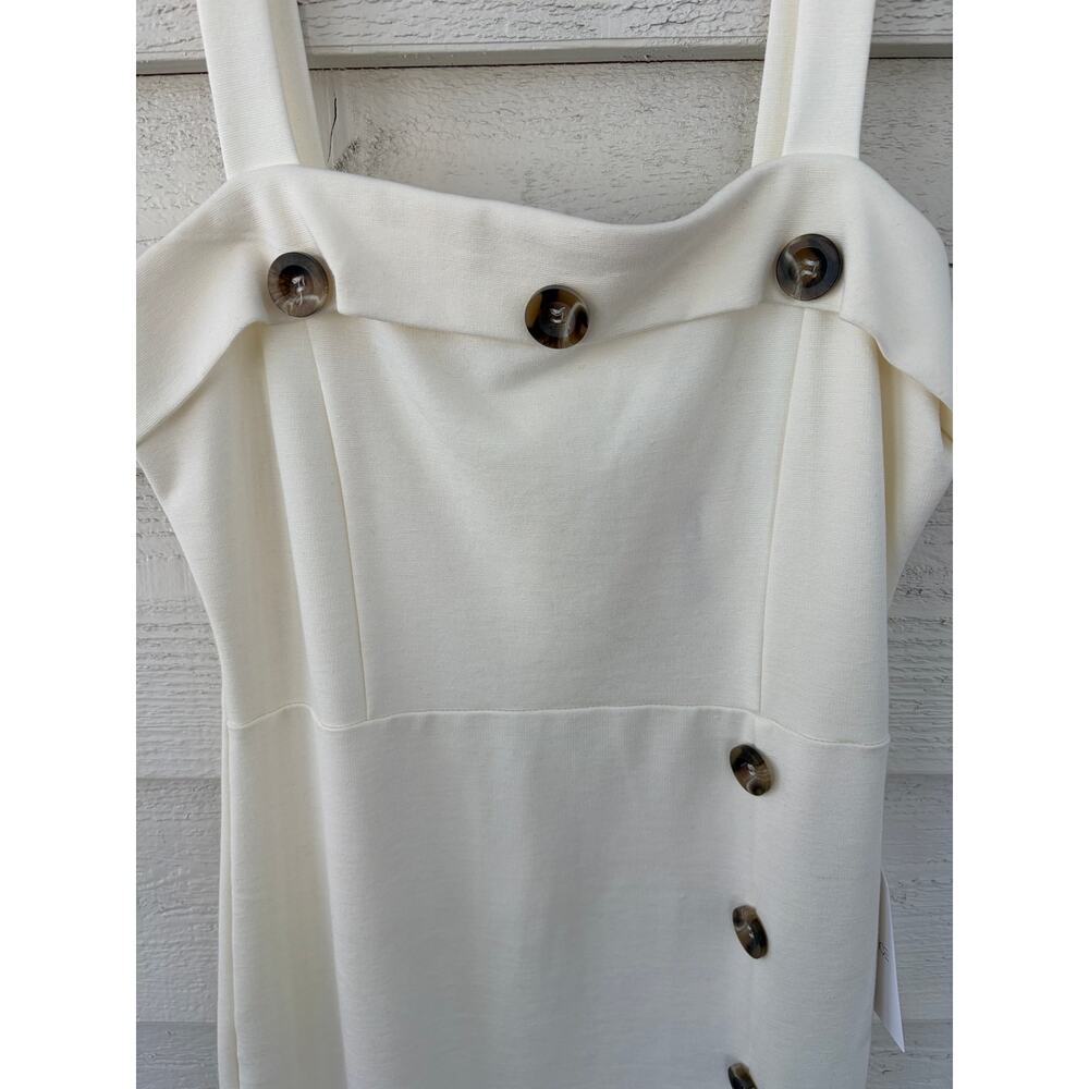 Stella Luce Cream Midi Dress NWT Button Detail Sleeveless Elegant Summer Dress - Picture 4 of 8